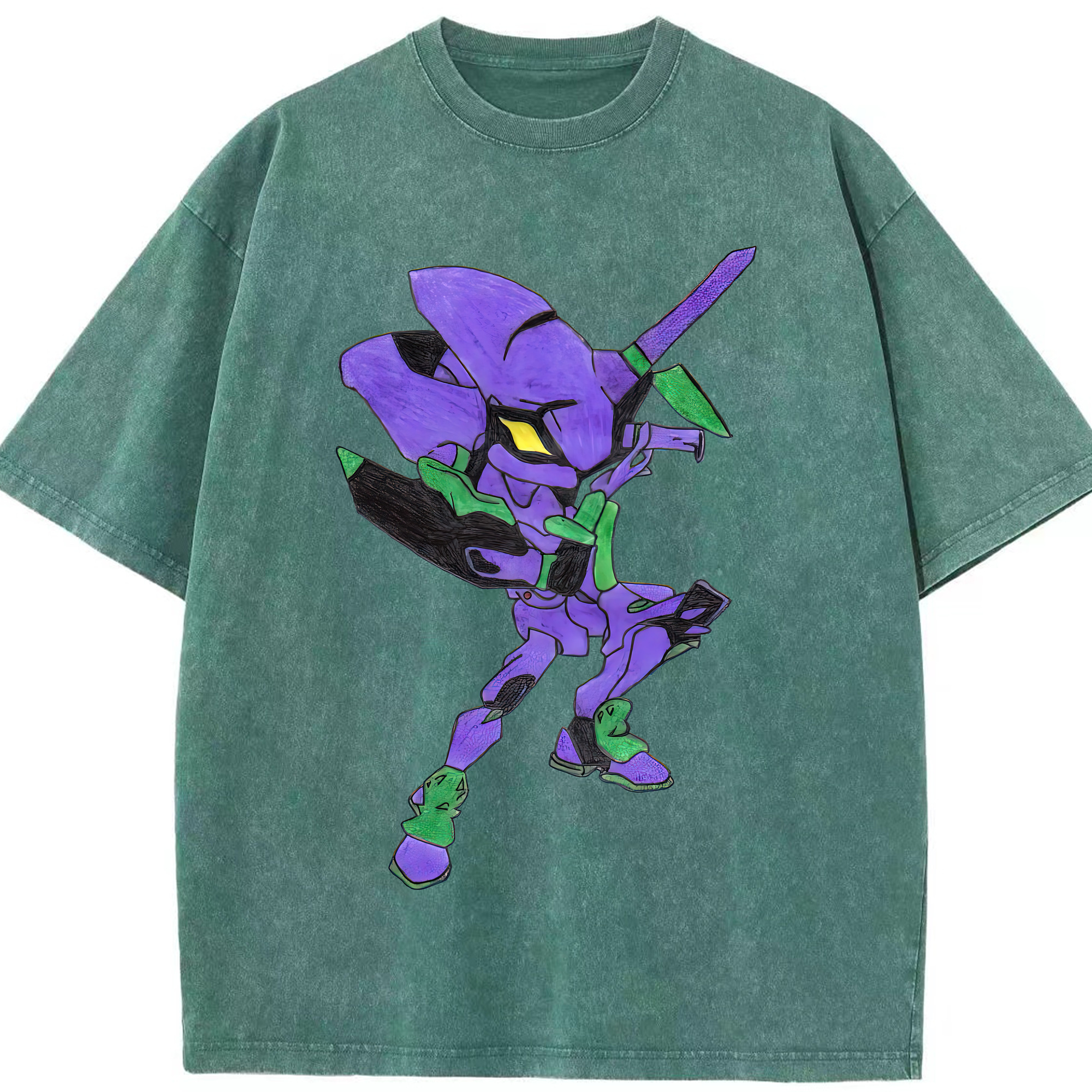 （画像用） EVA 新世紀エヴァンゲリオン 綿100% ヴィンテージ風 半袖Tシャツ（フロントプリント）